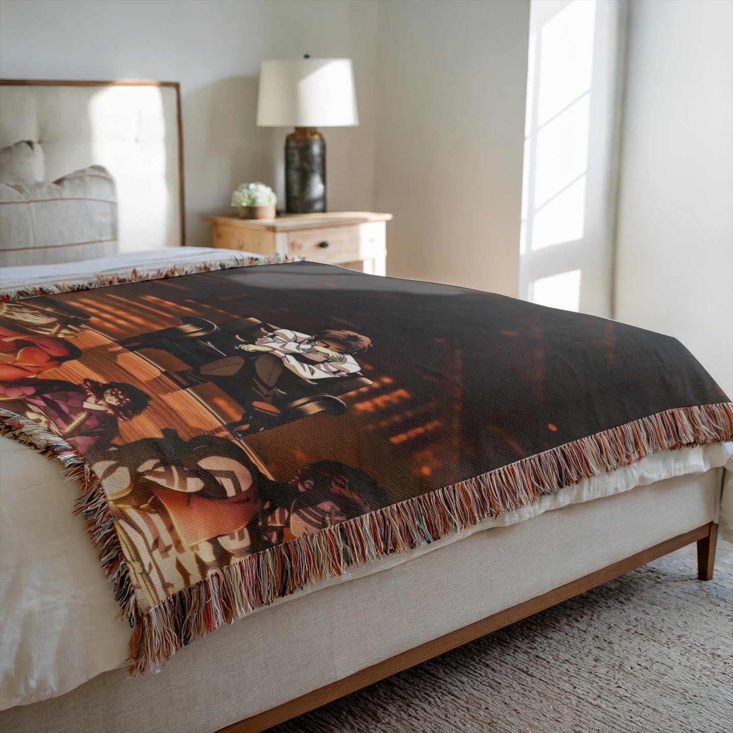 Muzan And The Upper 3 Heavy Woven Blanket | Muzan And The Upper 3 Woven Tapestry | Anime Blanket