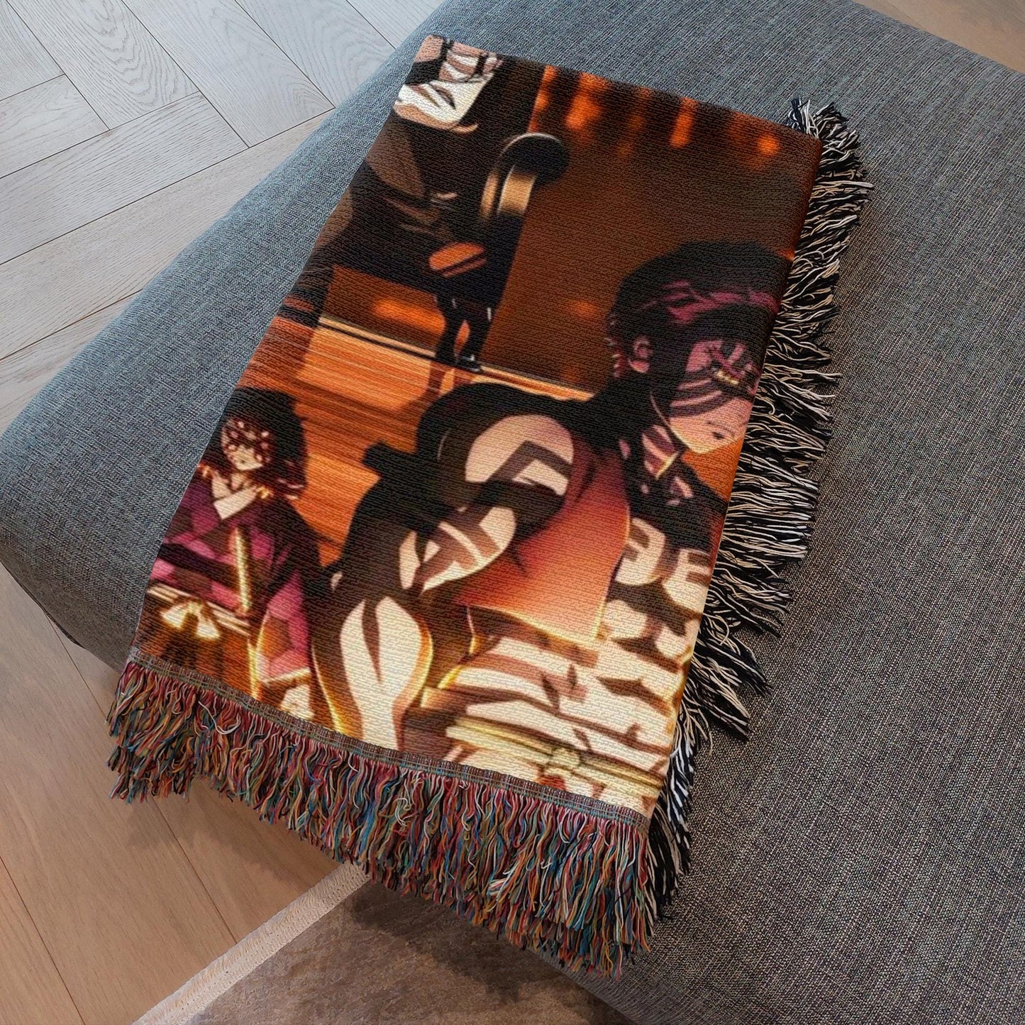 Muzan And The Upper 3 Heavy Woven Blanket | Muzan And The Upper 3 Woven Tapestry | Anime Blanket