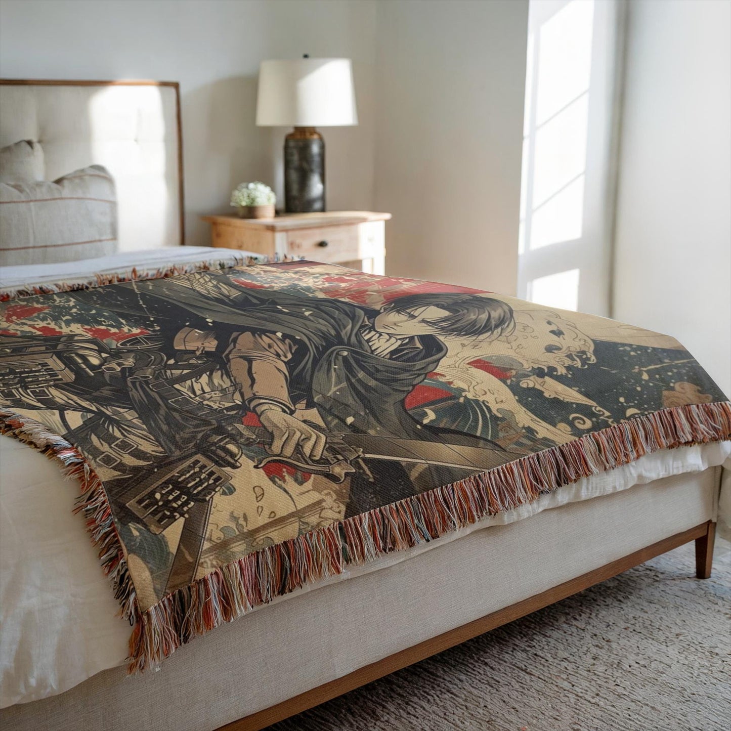 Levi Heavy Woven Blanket | Attack On Titan Woven Tapestry | Anime Blanket