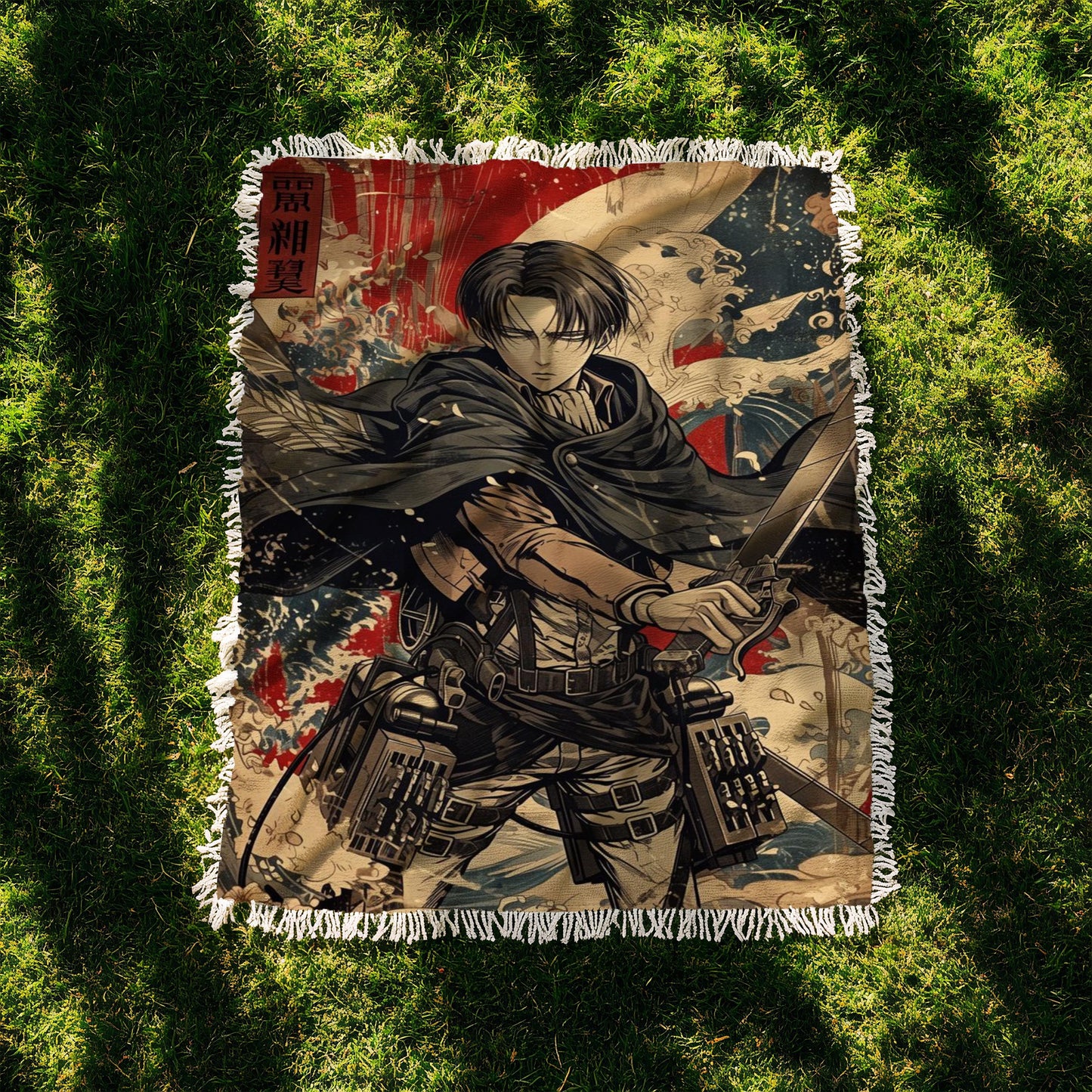 Levi Heavy Woven Blanket | Attack On Titan Woven Tapestry | Anime Blanket