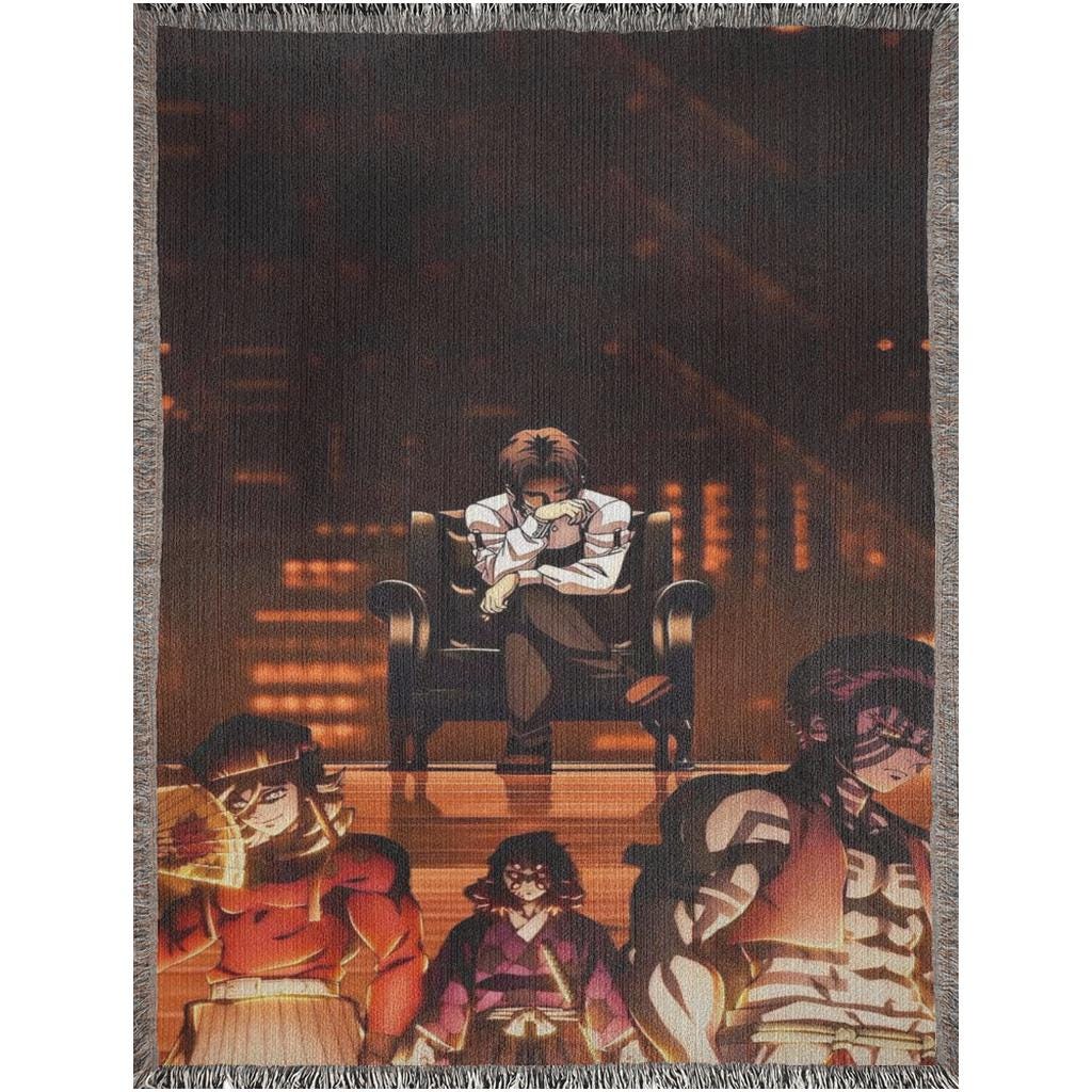 Muzan And The Upper 3 Heavy Woven Blanket | Muzan And The Upper 3 Woven Tapestry | Anime Blanket