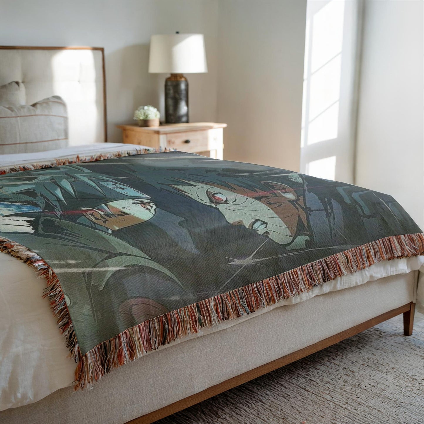 Kakashi Vs Obito Heavy Woven Blanket | Naruto Woven Tapestry | Anime Blanket