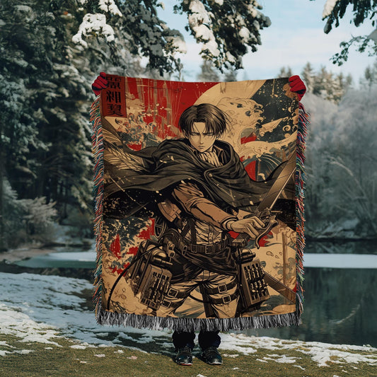 Levi Heavy Woven Blanket | Attack On Titan Woven Tapestry | Anime Blanket