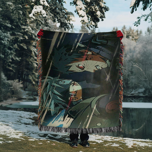Kakashi Vs Obito Heavy Woven Blanket | Naruto Woven Tapestry | Anime Blanket