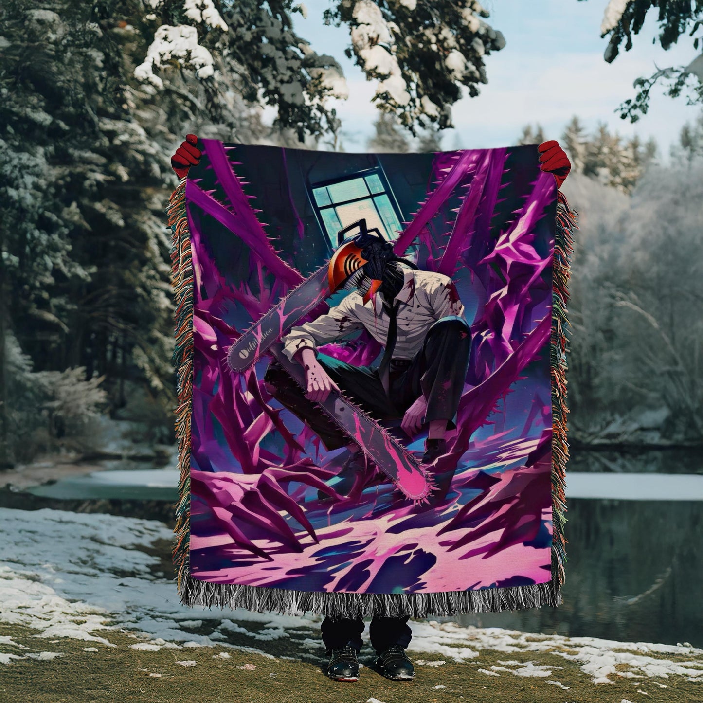 Chainsaw Man Heavy Woven Blanket | Anime Wall Tapestry | Epic Anime Decor