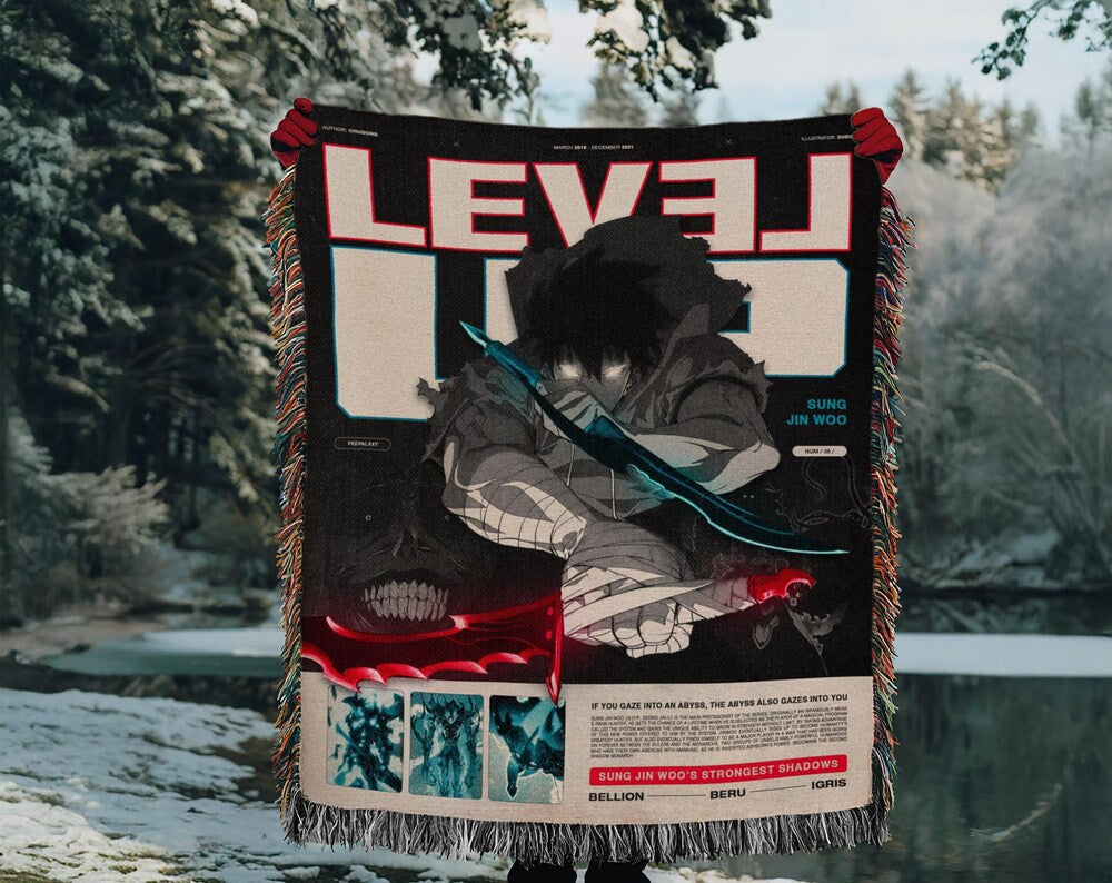 Solo Leveling Woven Blanket | Sung Jin Woo Woven Tapestry | Anime Blanket