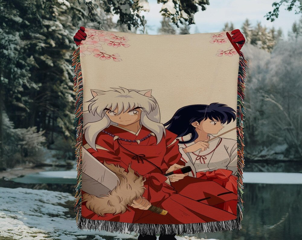Inuyasha Heavy Woven Blanket | Inuyasha Woven Tapestry | Anime Blanket